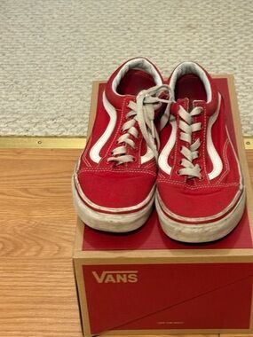 Vans Red and White Old Skool Women's Sneakers